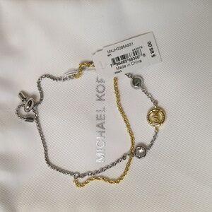 Michael Kors Two-Tone Gold and Silver Logo Slider Bracelet